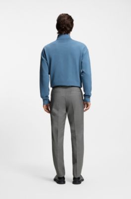 Extra-slim-fit trousers in virgin-wool dobby, Grey