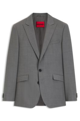 Americana extra slim fit en tejido dobby de lana virgen, Gris