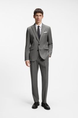 Americana extra slim fit en tejido dobby de lana virgen, Gris