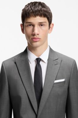 Americana extra slim fit en tejido dobby de lana virgen, Gris