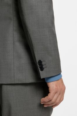 Extra-slim-fit jacket in virgin-wool dobby, Grey