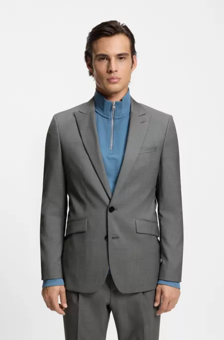 Extra-slim-fit jacket in virgin-wool dobby