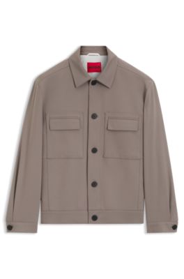 Americana slim fit de sarga resistente a las arrugas, Marr&oacute;n claro