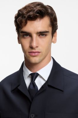 Slim-fit jacket in wrinkle-resistant twill, Dark Blue