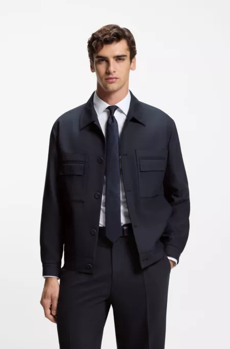 Slim-fit jacket in wrinkle-resistant twill