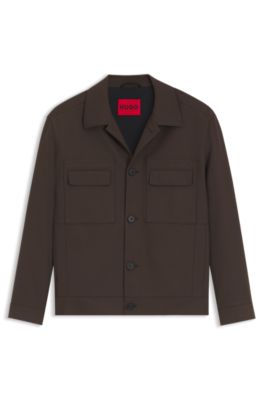 Americana slim fit de sarga resistente a las arrugas, Desbordamiento marr&oacute;n