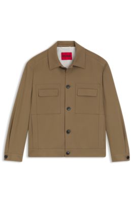 Americana slim fit de sarga resistente a las arrugas, Desbordamiento de color beige