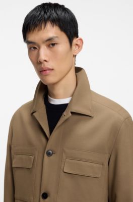 Americana slim fit de sarga resistente a las arrugas, Desbordamiento de color beige