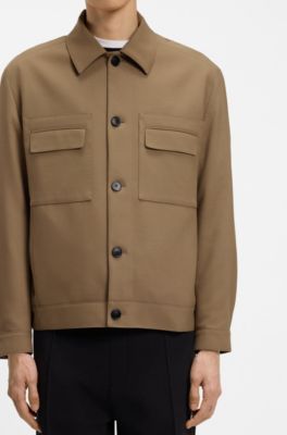 Americana slim fit de sarga resistente a las arrugas, Desbordamiento de color beige