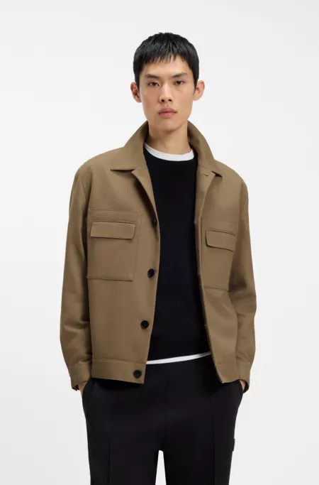 Slim-fit jacket in wrinkle-resistant twill