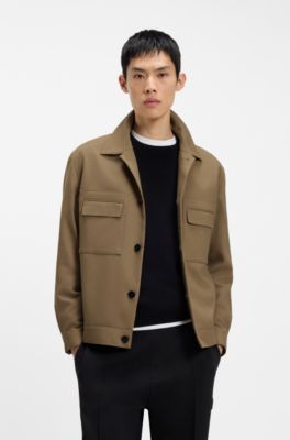 Americana slim fit de sarga resistente a las arrugas, Desbordamiento de color beige