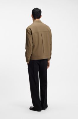 Americana slim fit de sarga resistente a las arrugas, Desbordamiento de color beige