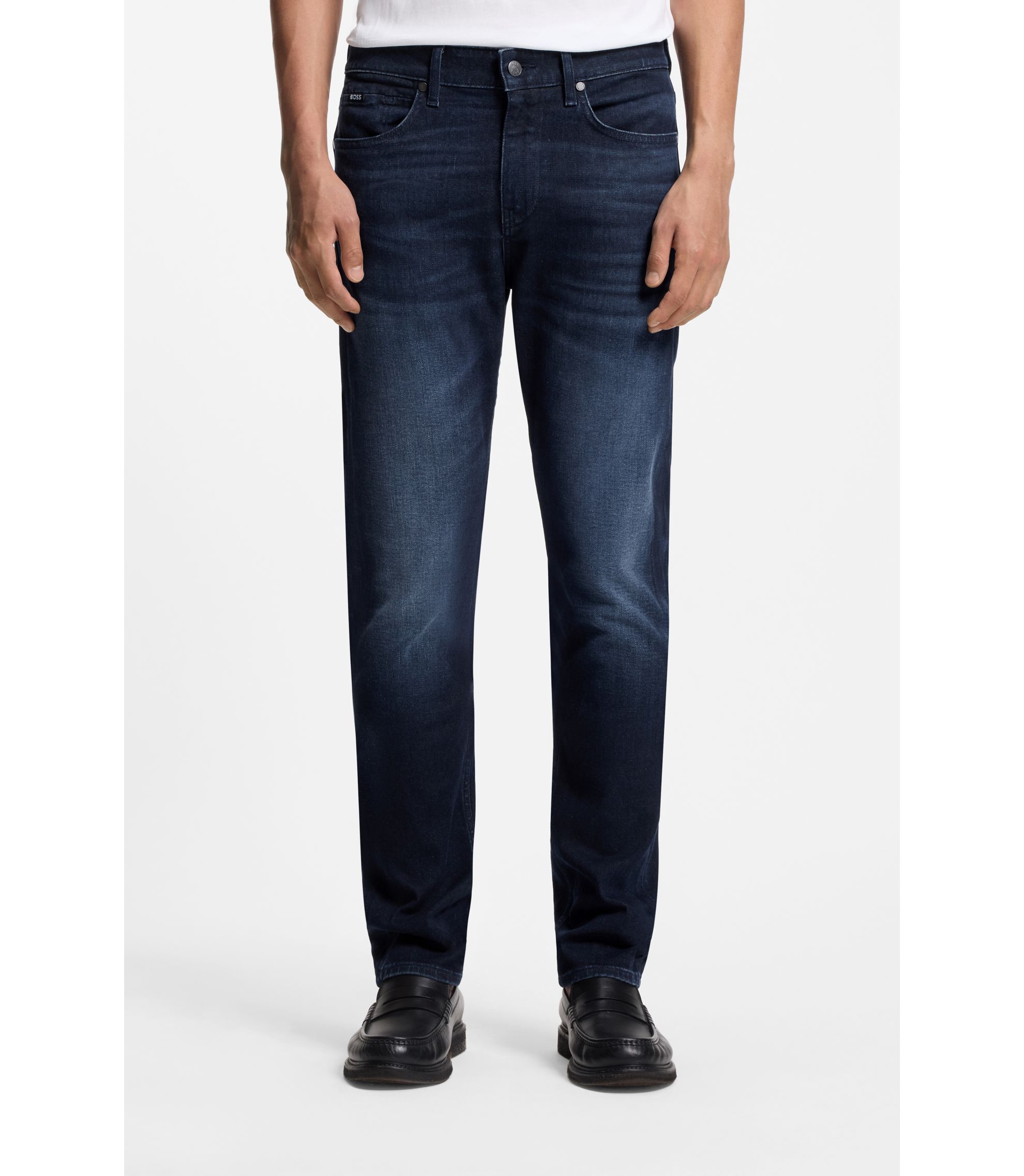 BOSS - Delaware slim-fit jeans in dark-blue stretch denim - Dark Blue