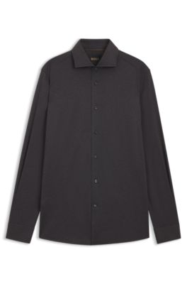 Slim-fit shirt in Italian-made cotton, Grey