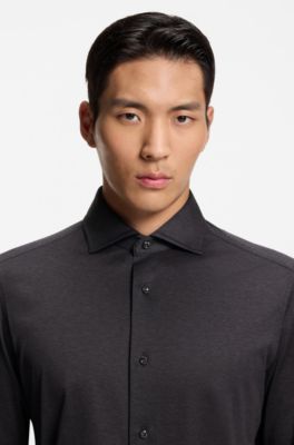 Slim-fit shirt in Italian-made cotton, Grey