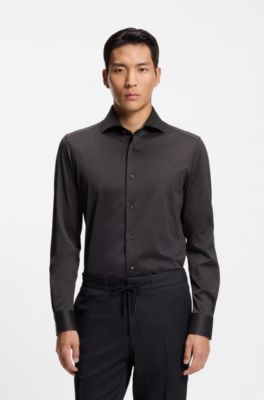 Camisa slim fit de algod&oacute;n fabricado en Italia, Gris