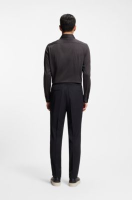 Slim-fit shirt in Italian-made cotton, Grey