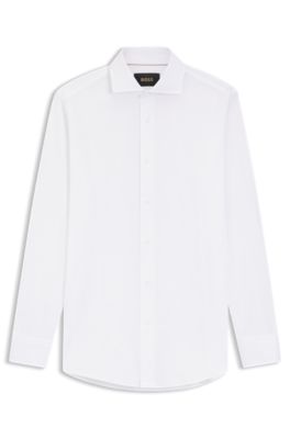 Camisa slim fit de algod&oacute;n fabricado en Italia, Blanco