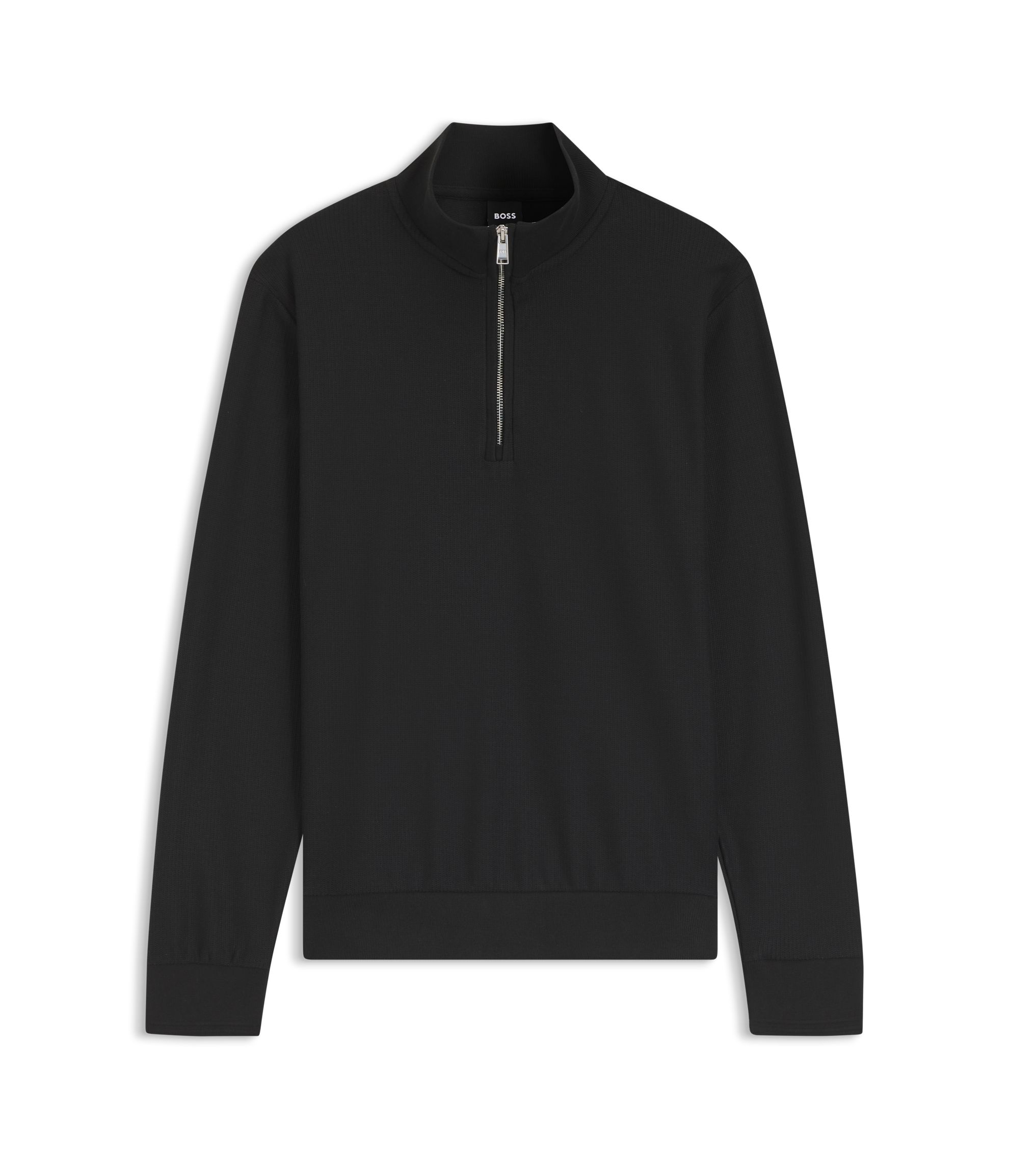 BOSS - Quarter-zip sweatshirt in a cotton blend - Black