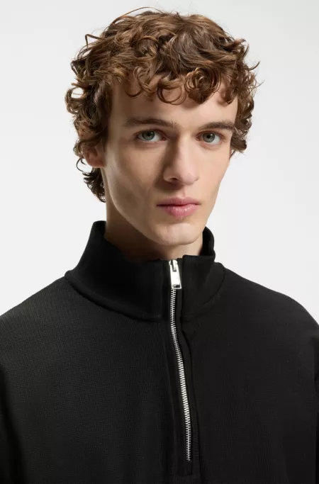 Quarter-zip sweatshirt in a cotton blend