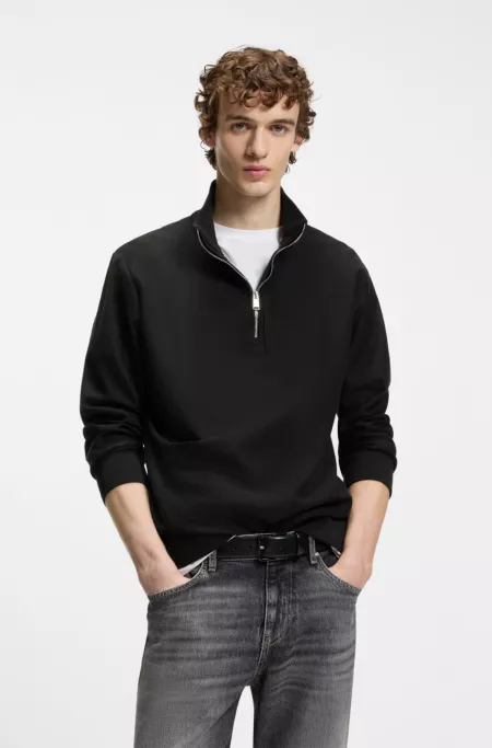 Quarter-zip sweatshirt in a cotton blend