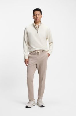 Sudadera de algod&oacute;n con cremallera corta, Blanco