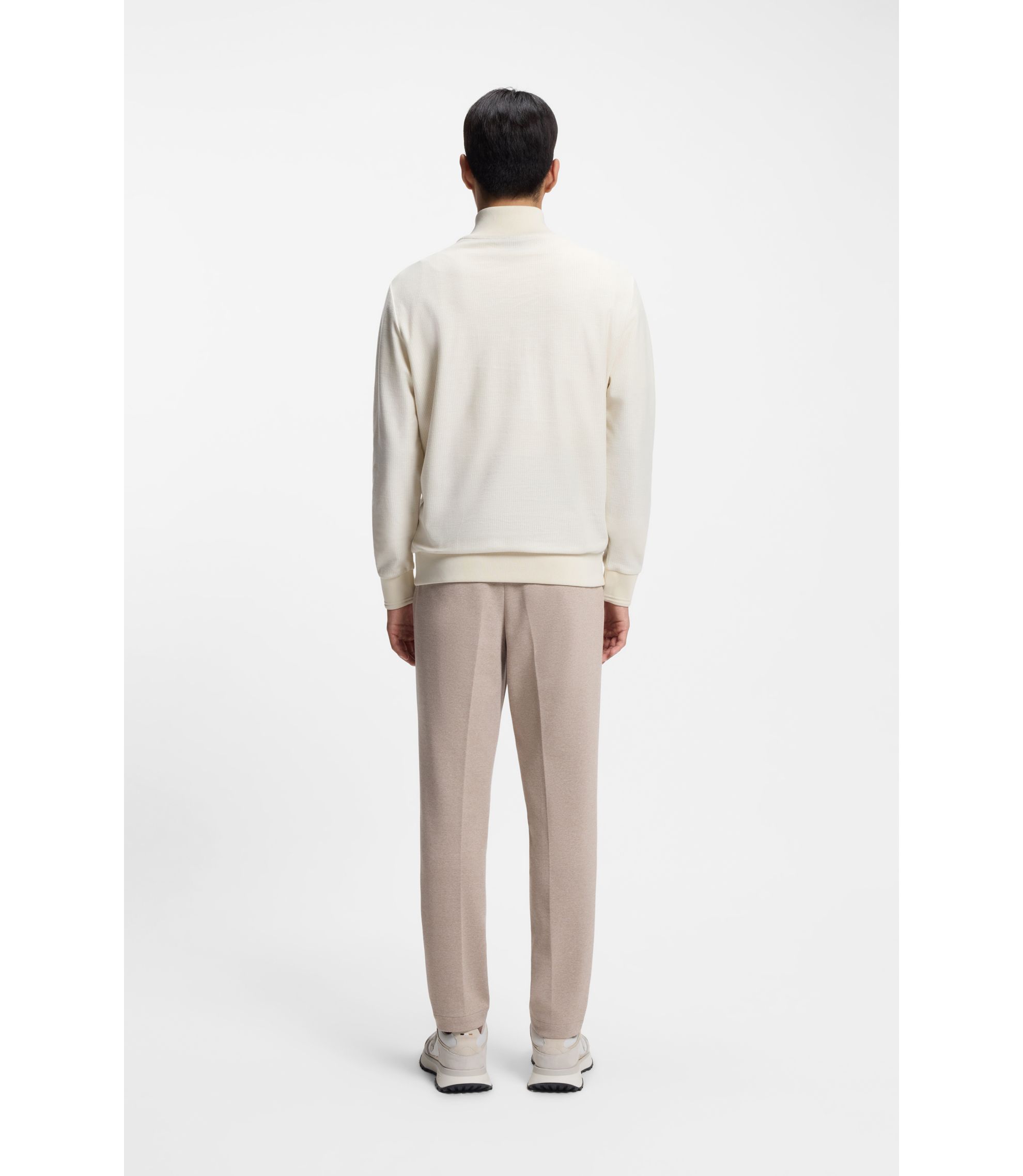 BOSS - Quarter-zip sweatshirt in a cotton blend - White