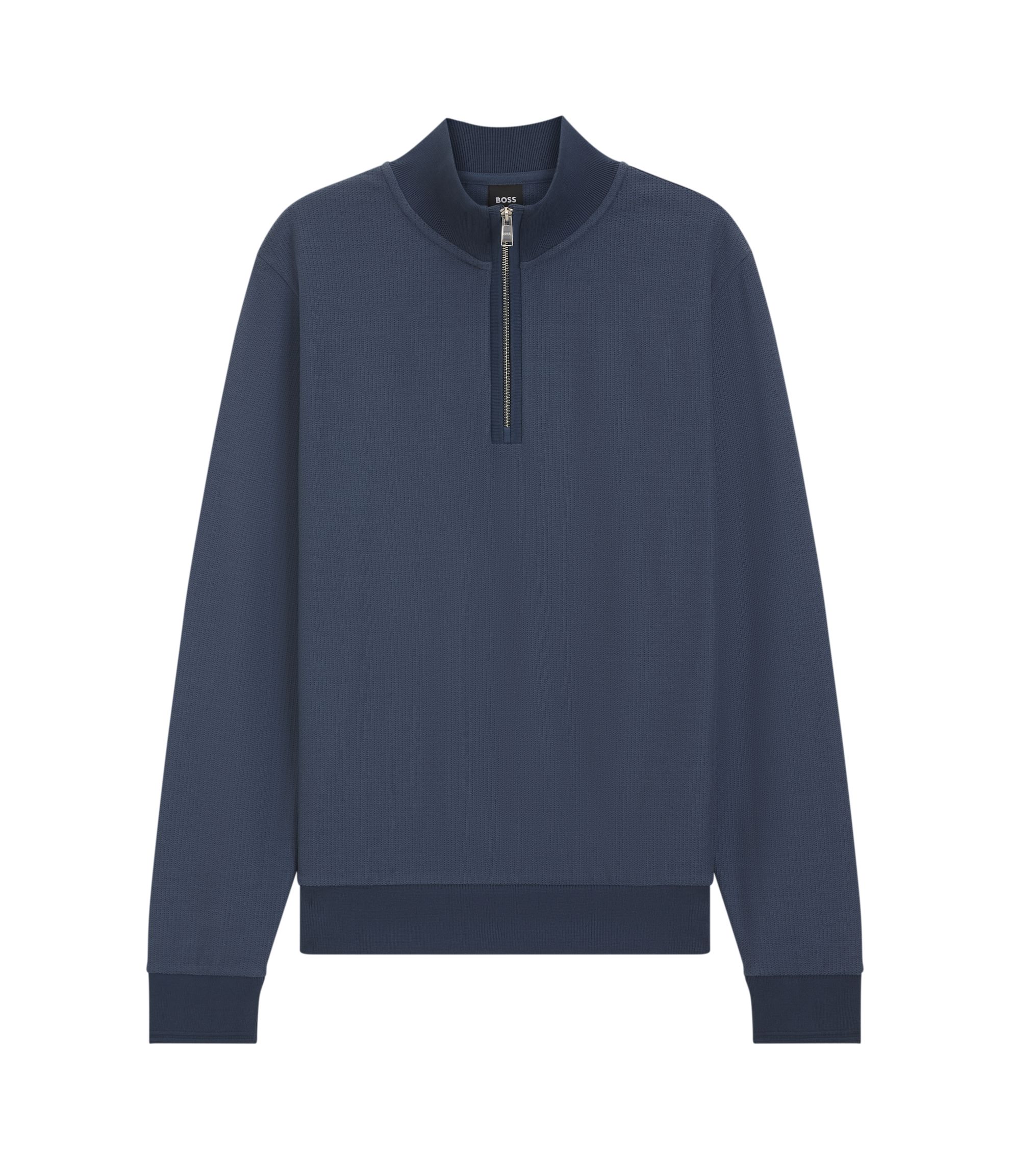 BOSS - Quarter-zip sweatshirt in a cotton blend - Light Blue