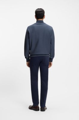 Quarter-zip sweatshirt in a cotton blend, Light Blue