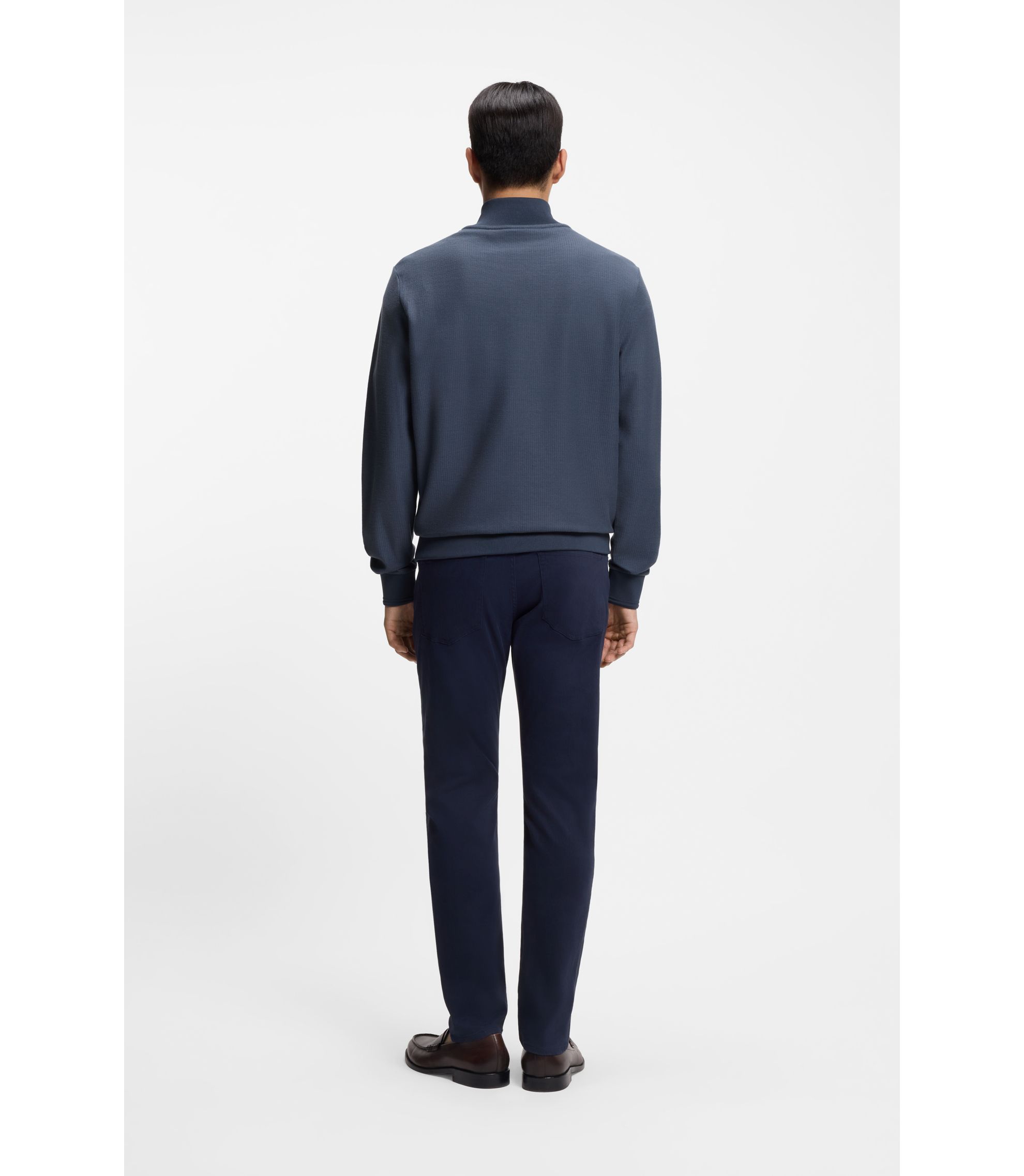 BOSS - Quarter-zip sweatshirt in a cotton blend - Light Blue