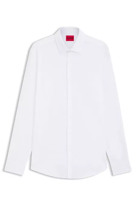 Slim-fit shirt with logo jacquard