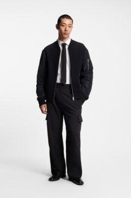 Camisa slim fit con logo en jacquard, Blanco
