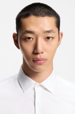 Slim-fit shirt with logo jacquard, White