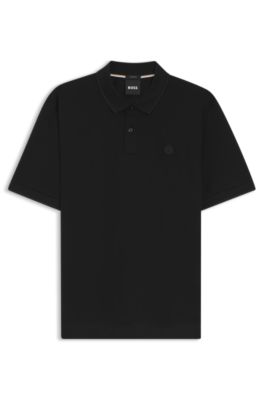 Cotton-piqu&eacute; polo shirt with Double B monogram, Black