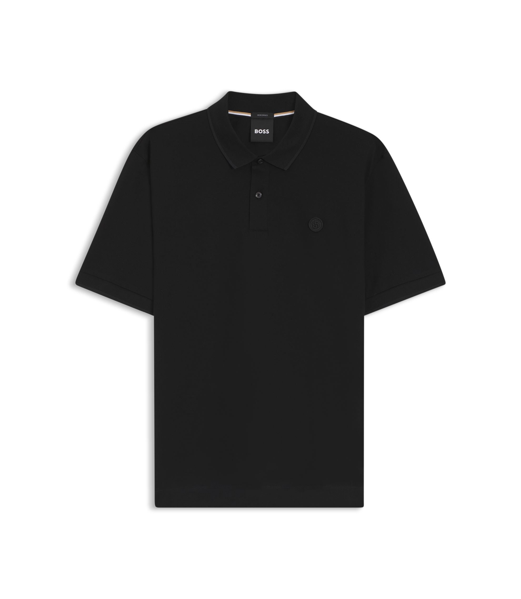 BOSS - Cotton-piqué polo shirt with Double B monogram - Black
