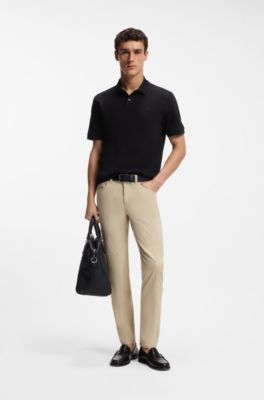 Cotton-piqu&eacute; polo shirt with Double B monogram, Black