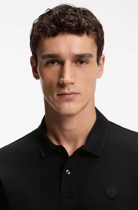 Cotton-piqué polo shirt with Double B monogram