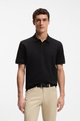 Cotton-piqu&eacute; polo shirt with Double B monogram, Black