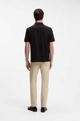 Cotton-piqu&eacute; polo shirt with Double B monogram, Black