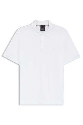 Polo de piqu&eacute; de algod&oacute;n con monograma Double&nbsp;B, Blanco