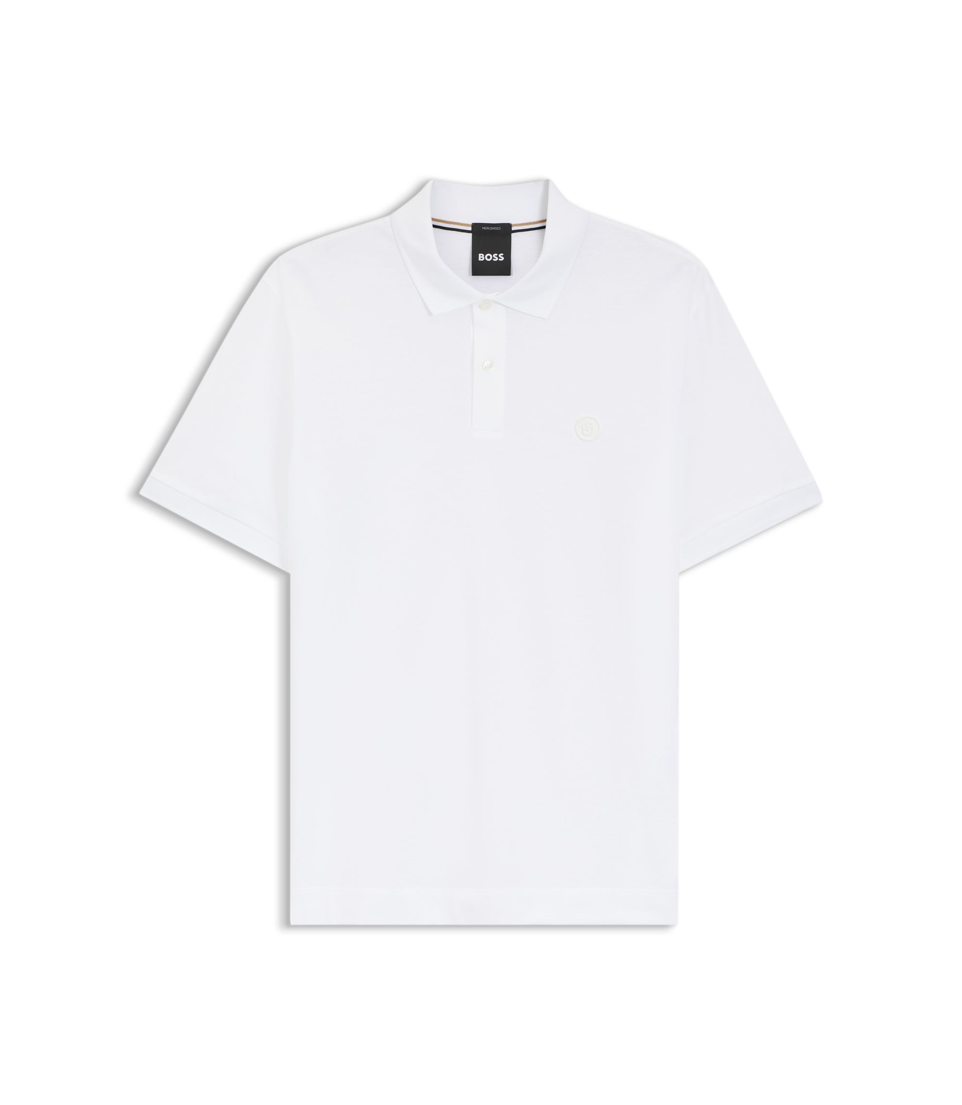 BOSS - Cotton-piqué polo shirt with Double B monogram - White