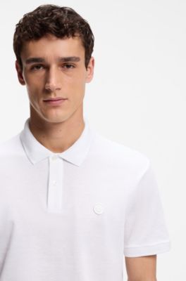 Cotton-piqu&eacute; polo shirt with Double B monogram, White