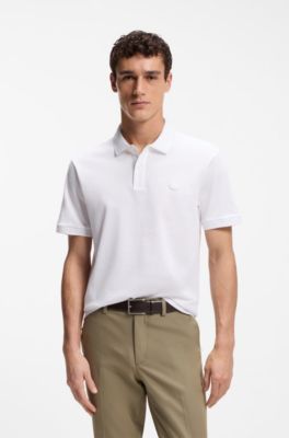 Polo de piqu&eacute; de algod&oacute;n con monograma Double&nbsp;B, Blanco