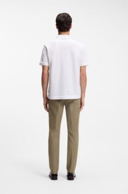 Polo de piqu&eacute; de algod&oacute;n con monograma Double&nbsp;B, Blanco