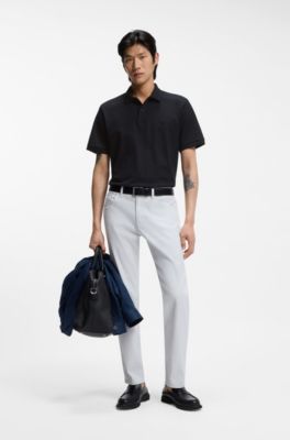 Polo de piqu&eacute; de algod&oacute;n con monograma Double&nbsp;B, Azul oscuro