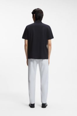 Cotton-piqu&eacute; polo shirt with Double B monogram, Dark Blue