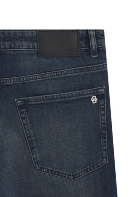 Maine blue regular-fit jeans in comfort-stretch denim, Dark Blue