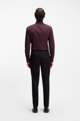 Chemise Slim en popeline de coton imprim&eacute;e, Noir