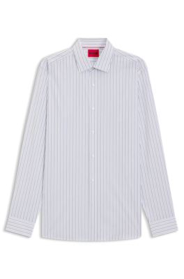 Camisa modern fit de algod&oacute;n a rayas, Blanco