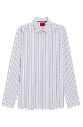 Modern-fit shirt in striped cotton